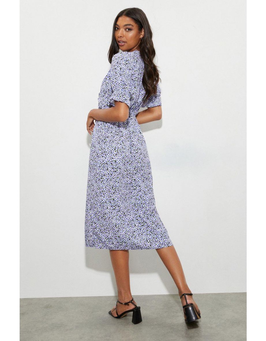 Petite Lilac Floral Wrap Midi Dress - 2