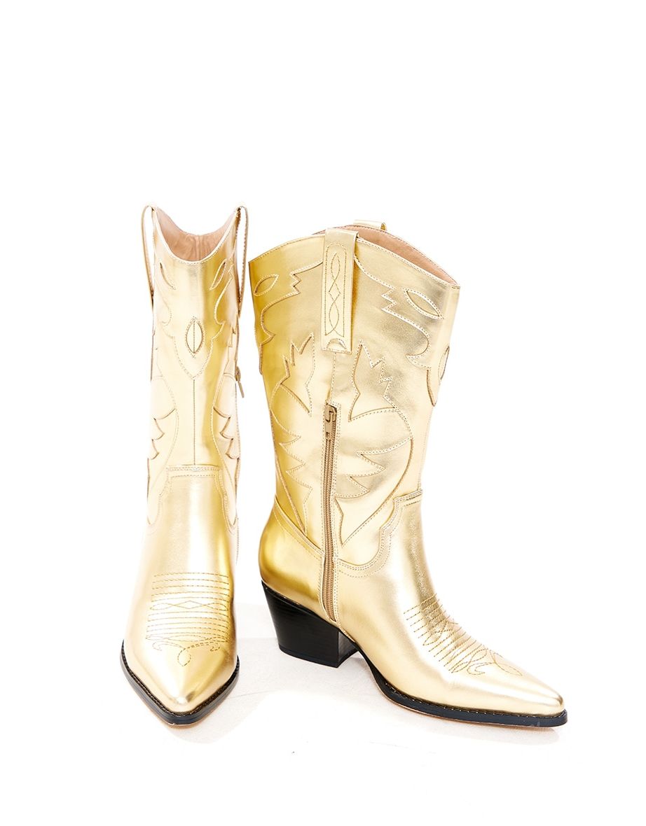 Metallic gold cowboy boots deals