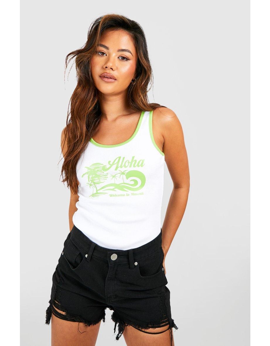 Aloha Rib Ringer Vest - white