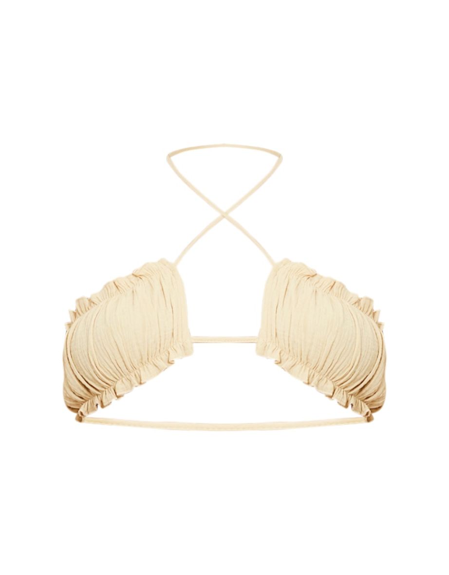 Stone Cross Front Ruched Cup Strappy Bralette - 4