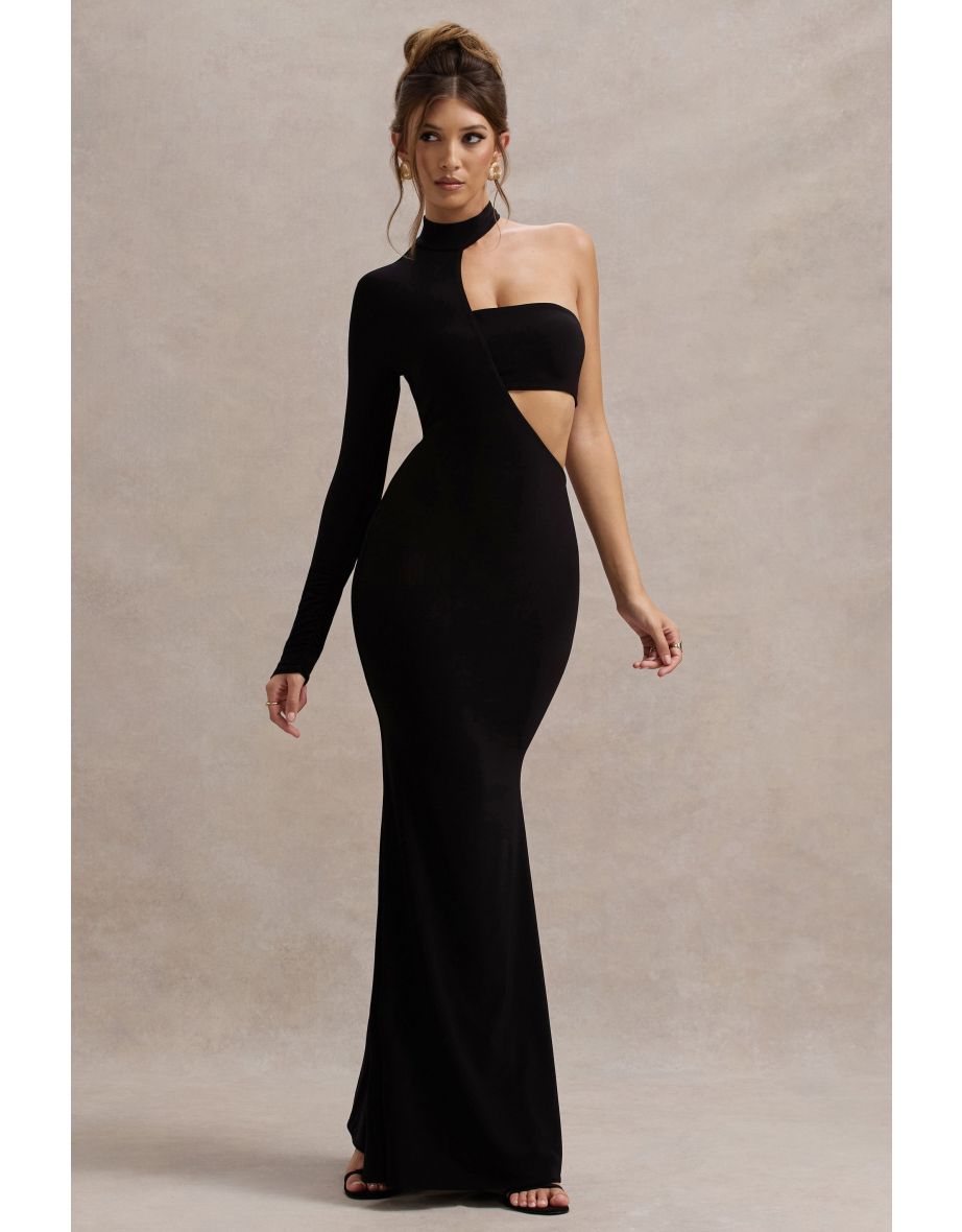 Socialite | Black One-Sleeve Cut-Out Maxi Dress