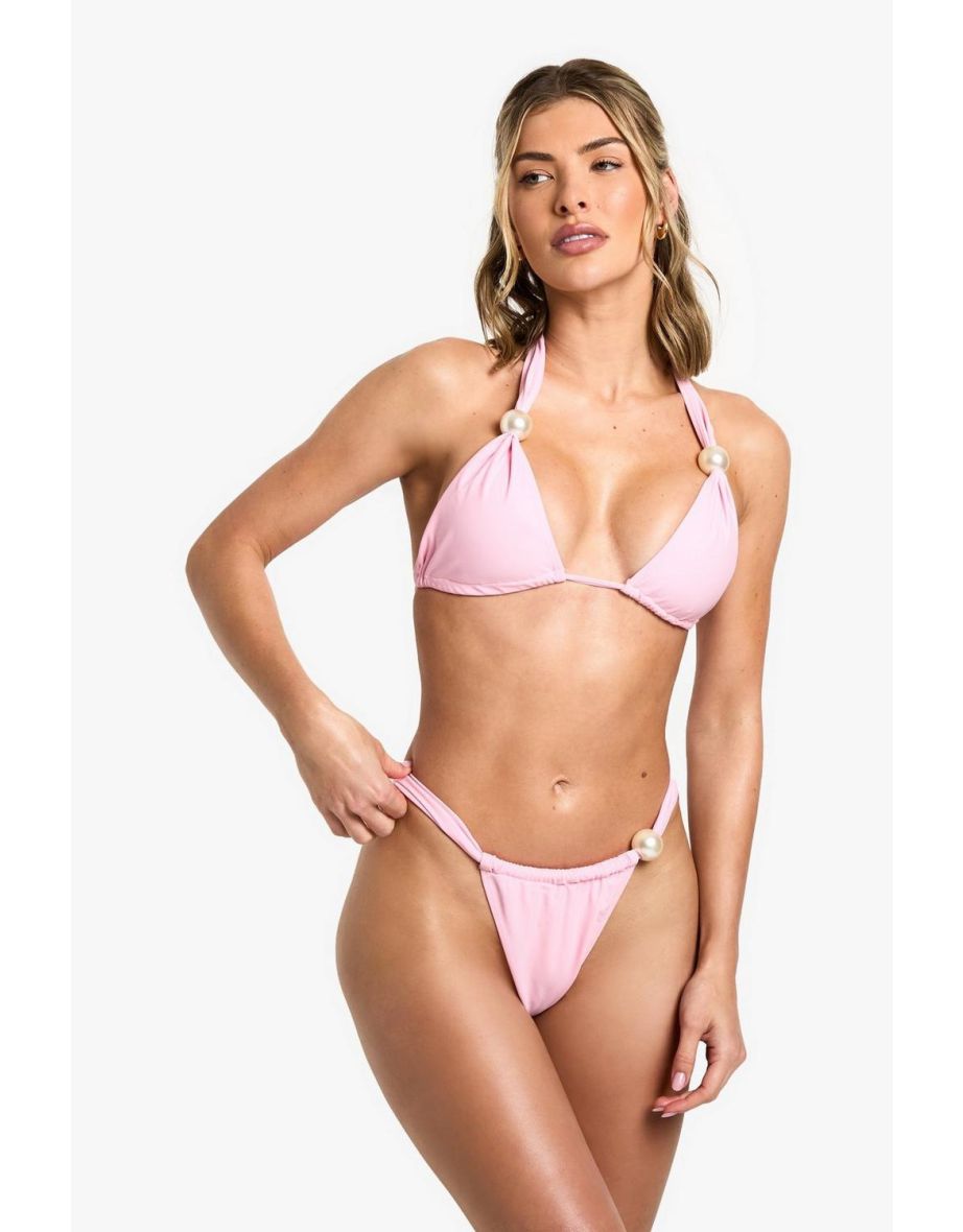 Beaded Bikini Set - pink