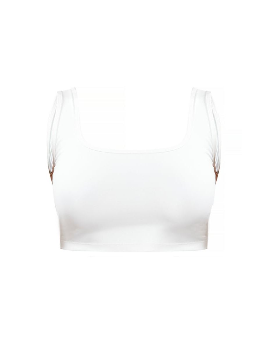 Shape White Soft Seamless Scoop Neck Crop Top - 2