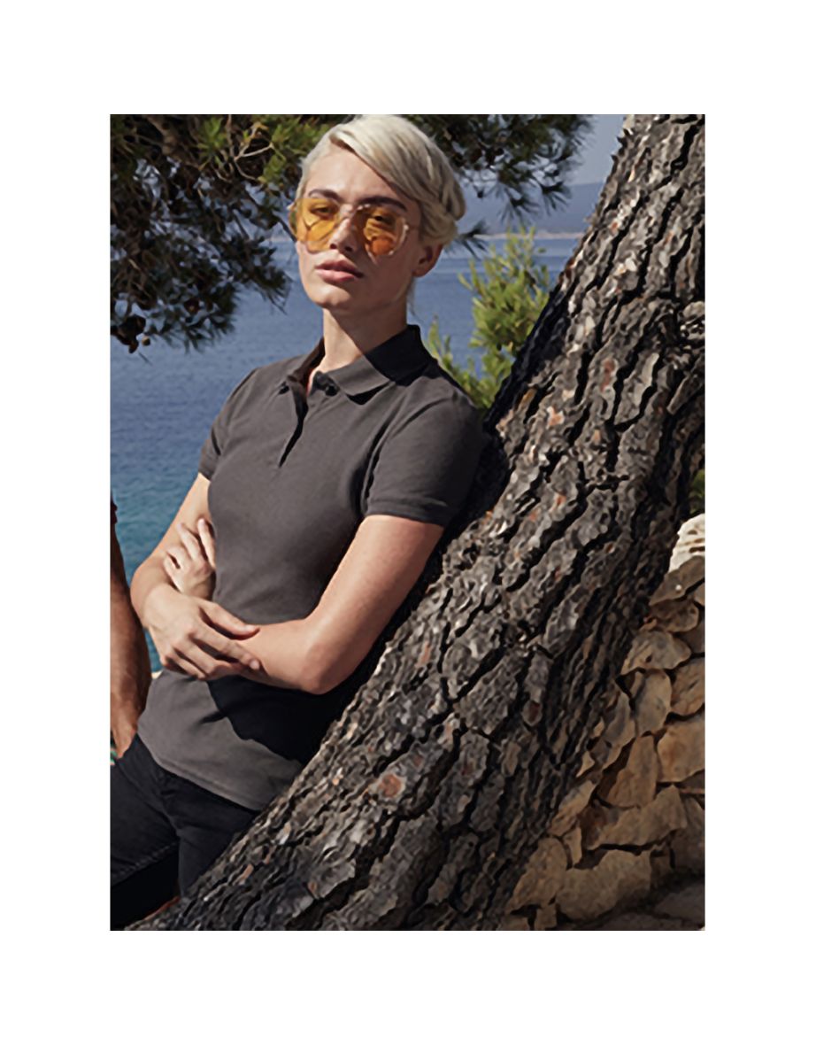 Womens/Ladies Fitted Short Sleeve Casual Polo Shirt - Graphite - 1