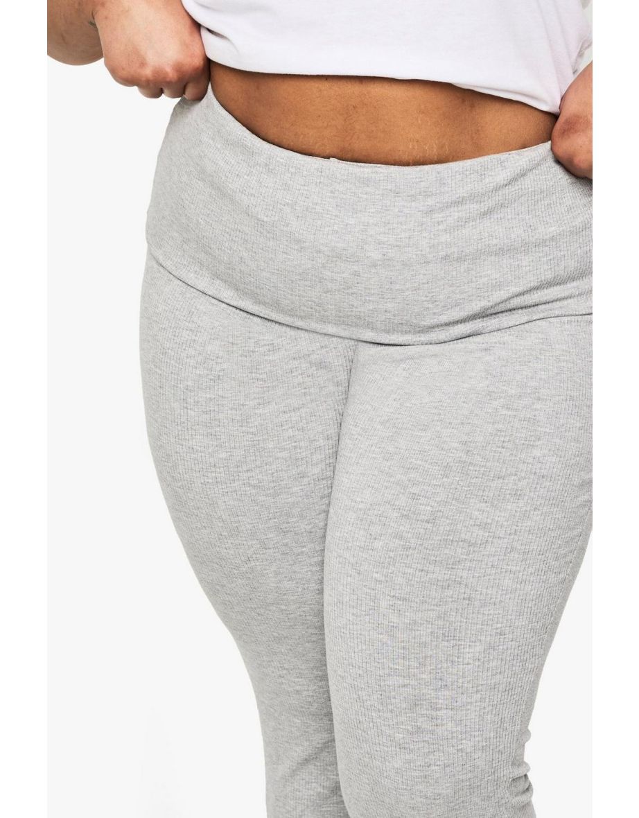 Plus Soft Touch Fold Over Flared Trouser - grey marl - 3