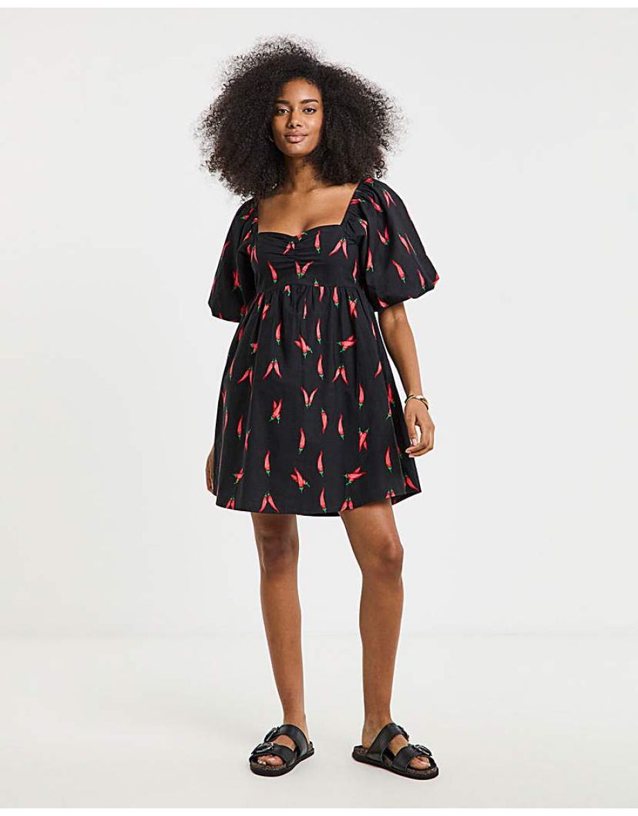 Chilli Print Poplin Skater Dress - 3