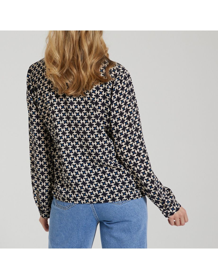 Printed Tie-Neck Blouse - 3