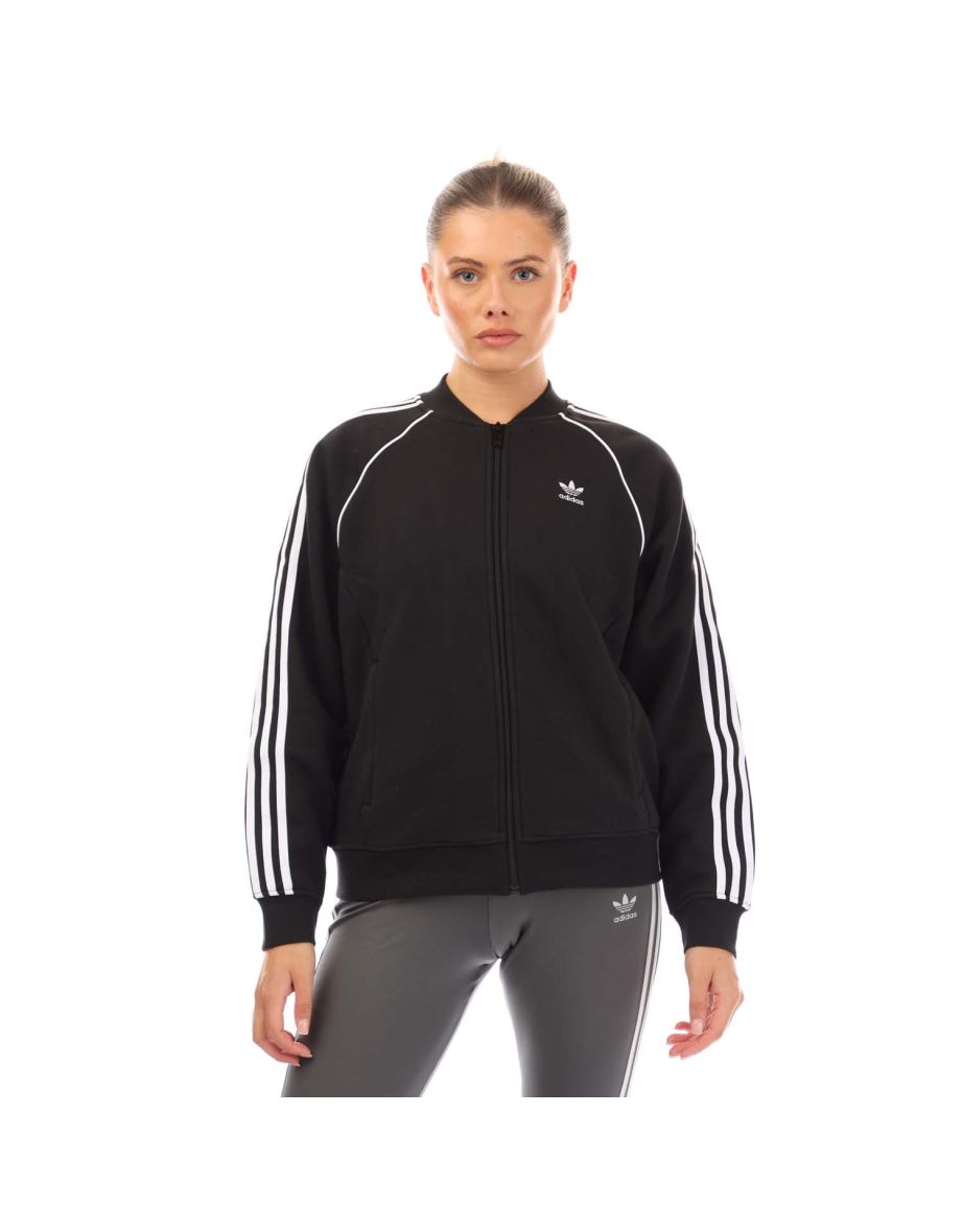 Women's adidas Originals 3-Stripes Fleece Bomber Jacket in Black - 3