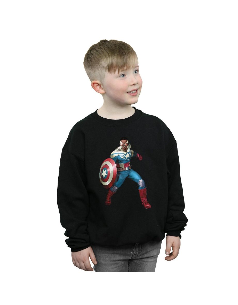 Marvel Boys Falcon Is Captain America Sweatshirt - Black