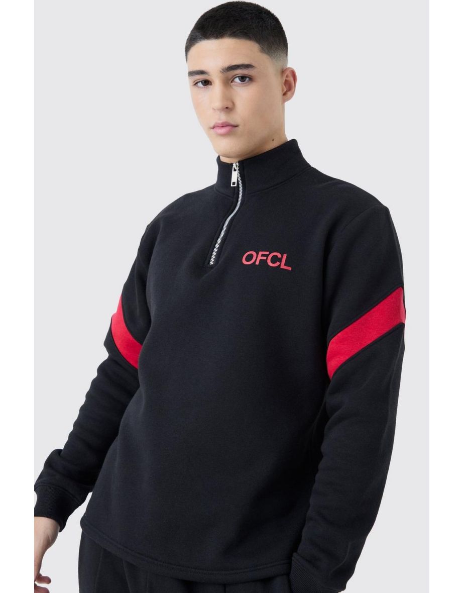 Ofcl Slim Fit Quarter Zip Colour Block Tracksuit - black - 2