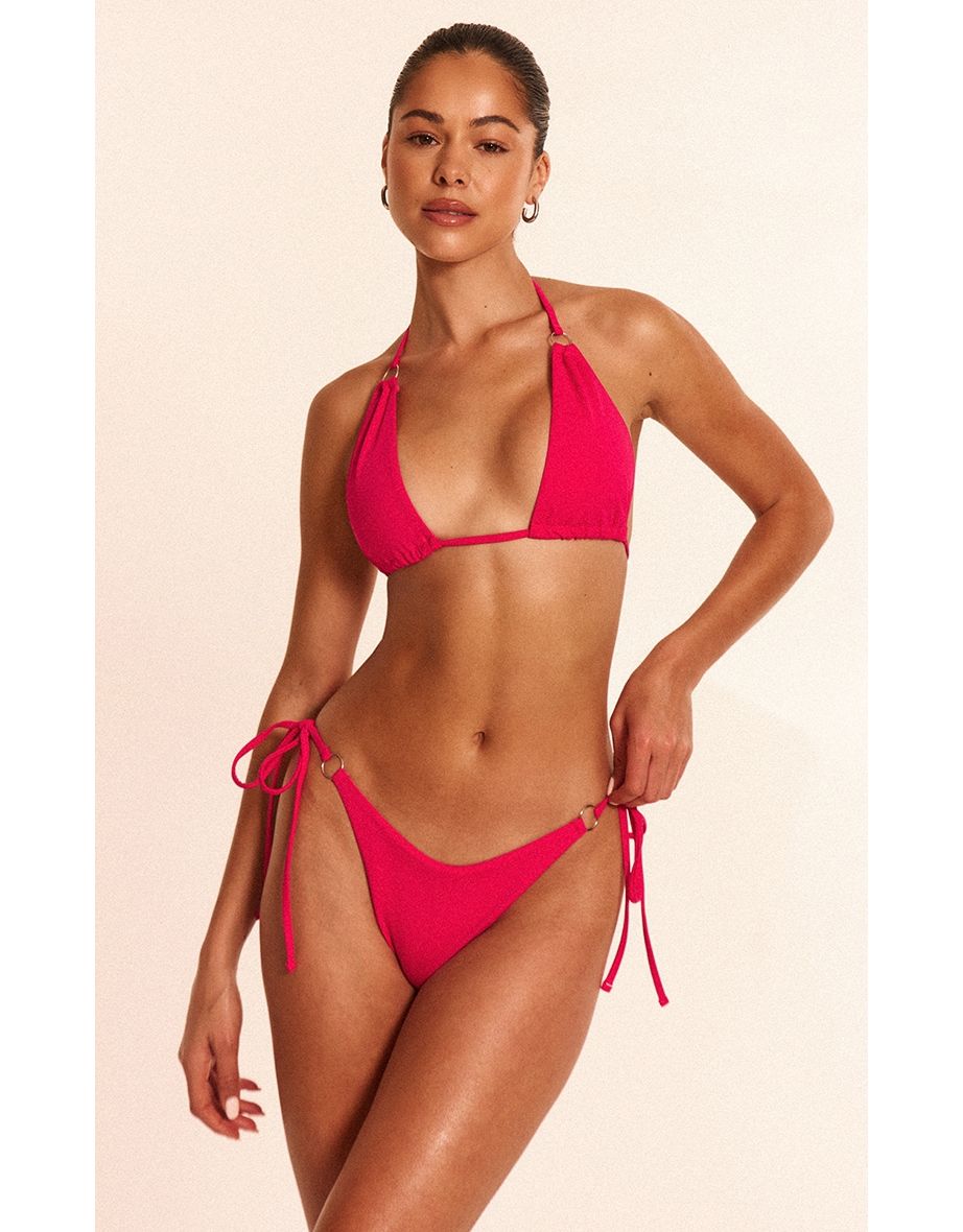 Fuchsia Mini O Ring High Apex Triangle Bikini Top