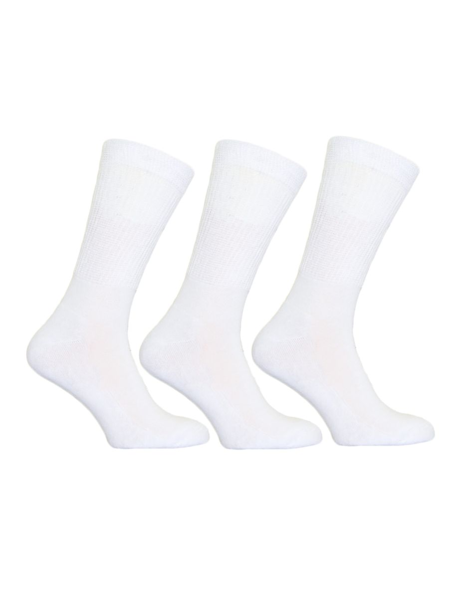 Simply Essentials Mens Big Foot Memory Cushioned Socks (Pack Of 3) - White