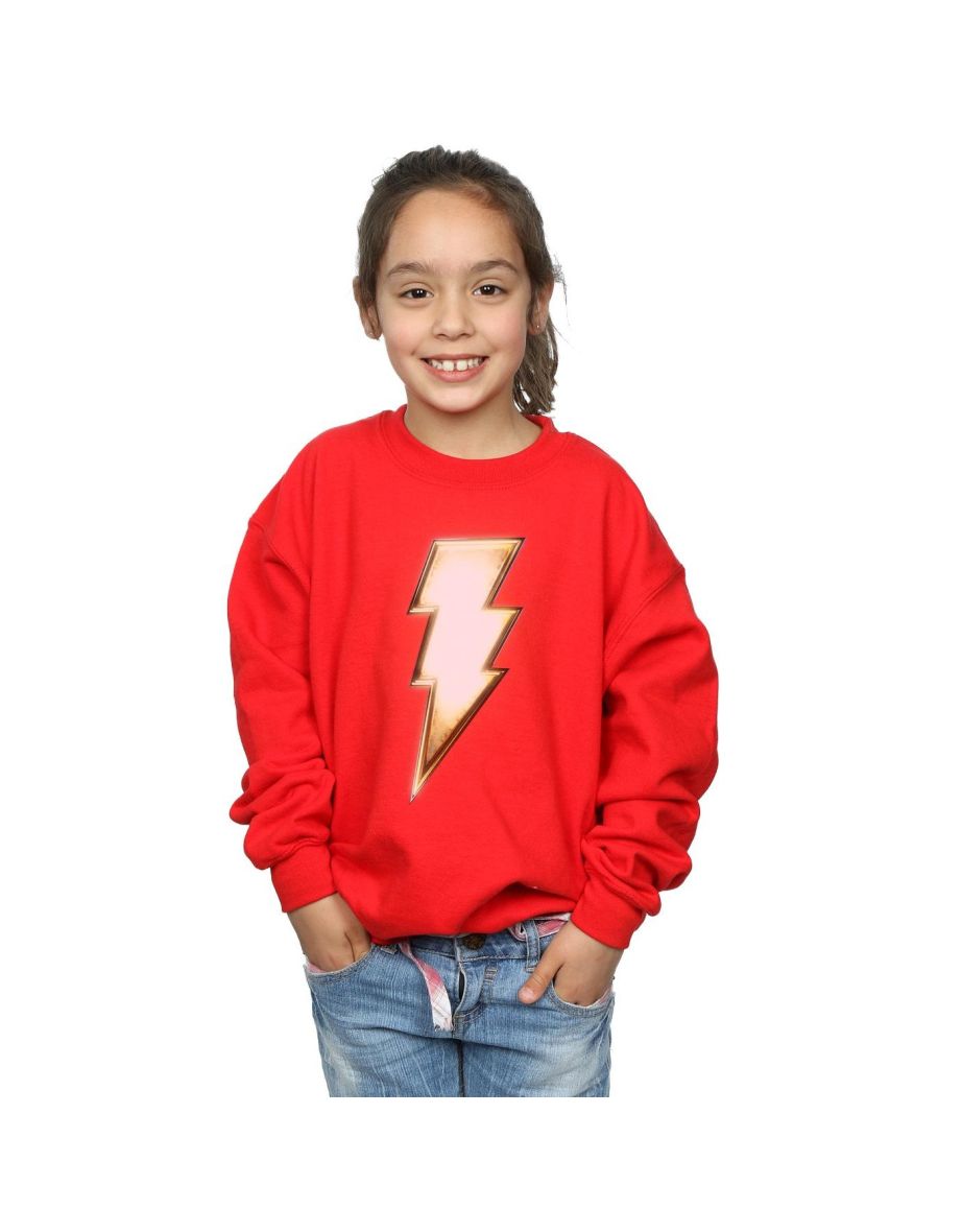 DC Comics Girls Shazam Bolt Logo Sweatshirt - Red