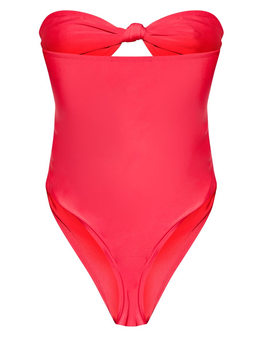 Red Cut Out Knot Swimsuit - 4