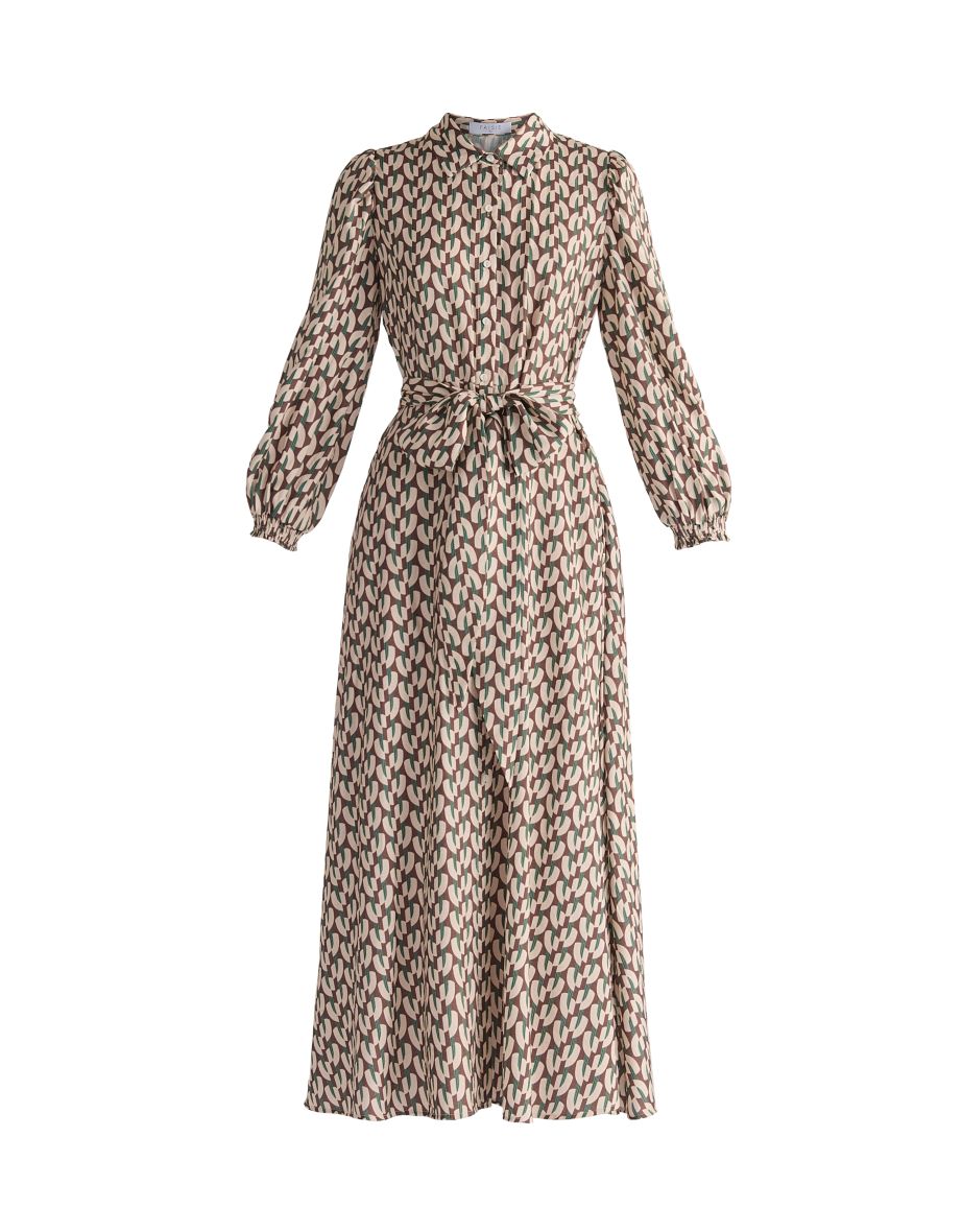 Geometric Print Maxi Shirt Dress - 5