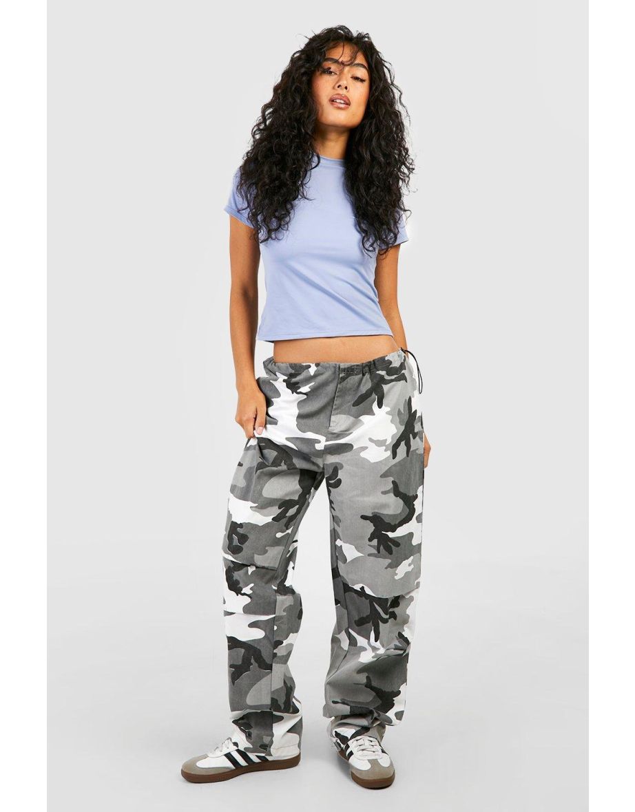 Washed Camo Parachute Pants - grey - 3