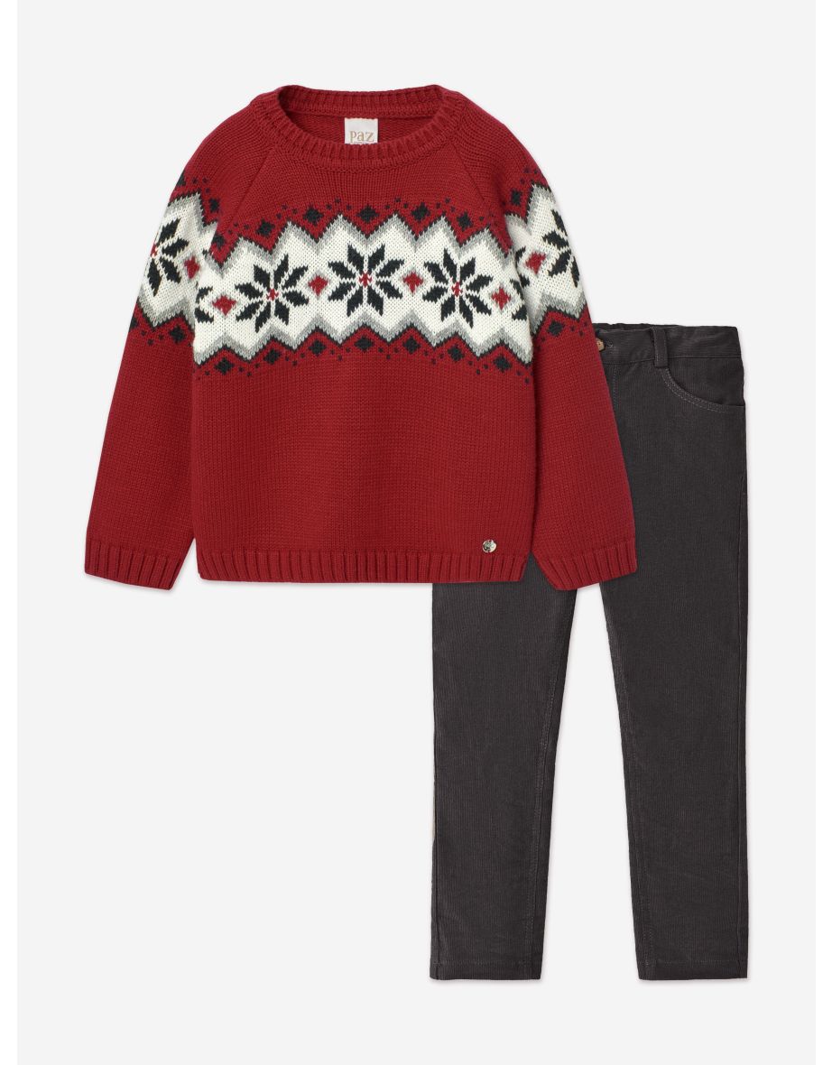 Baby Boys Trouser Set in Red