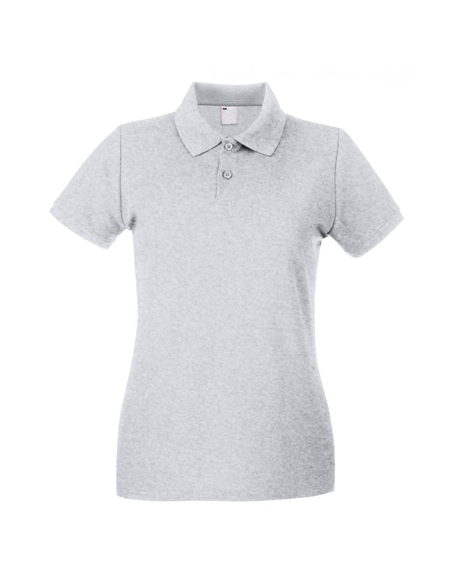 Womens/Ladies Fitted Short Sleeve Casual Polo Shirt - Grey Marl