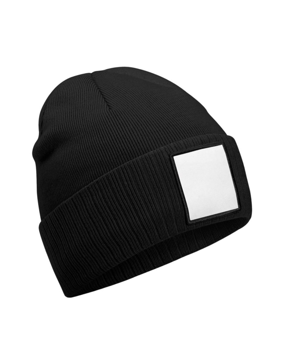 Beechfield Appliqué Patch Beanie - Black/White