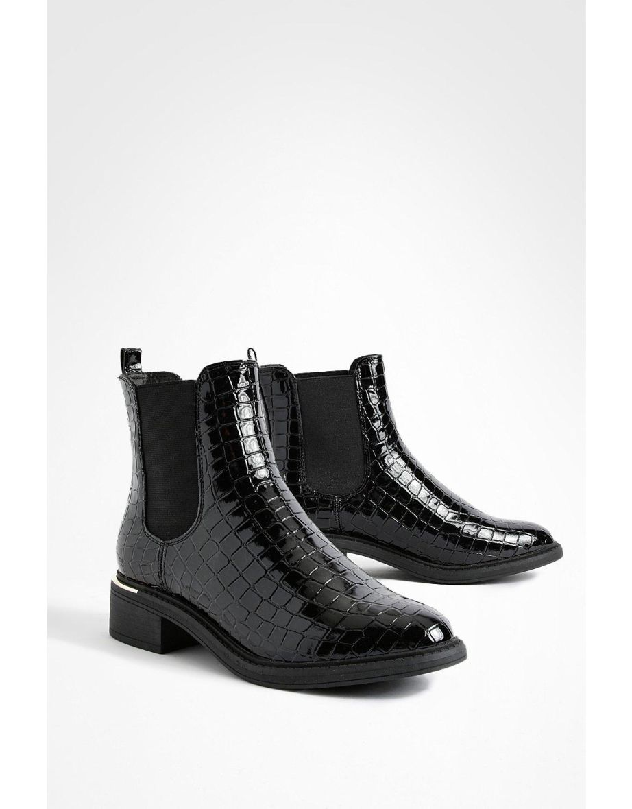 Croc patent ankle outlet boots