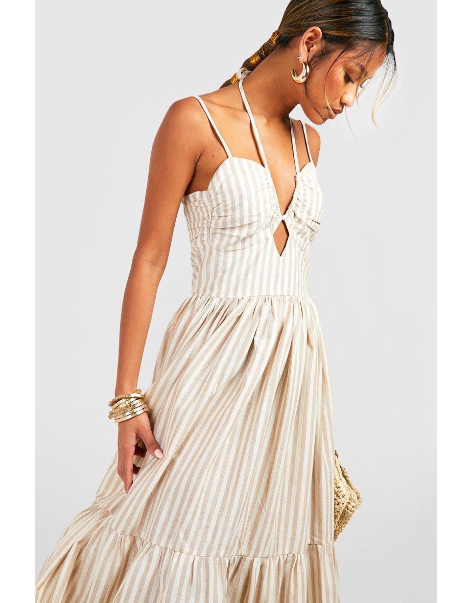 Stripe Tiered Maxi Dress - stone - 3