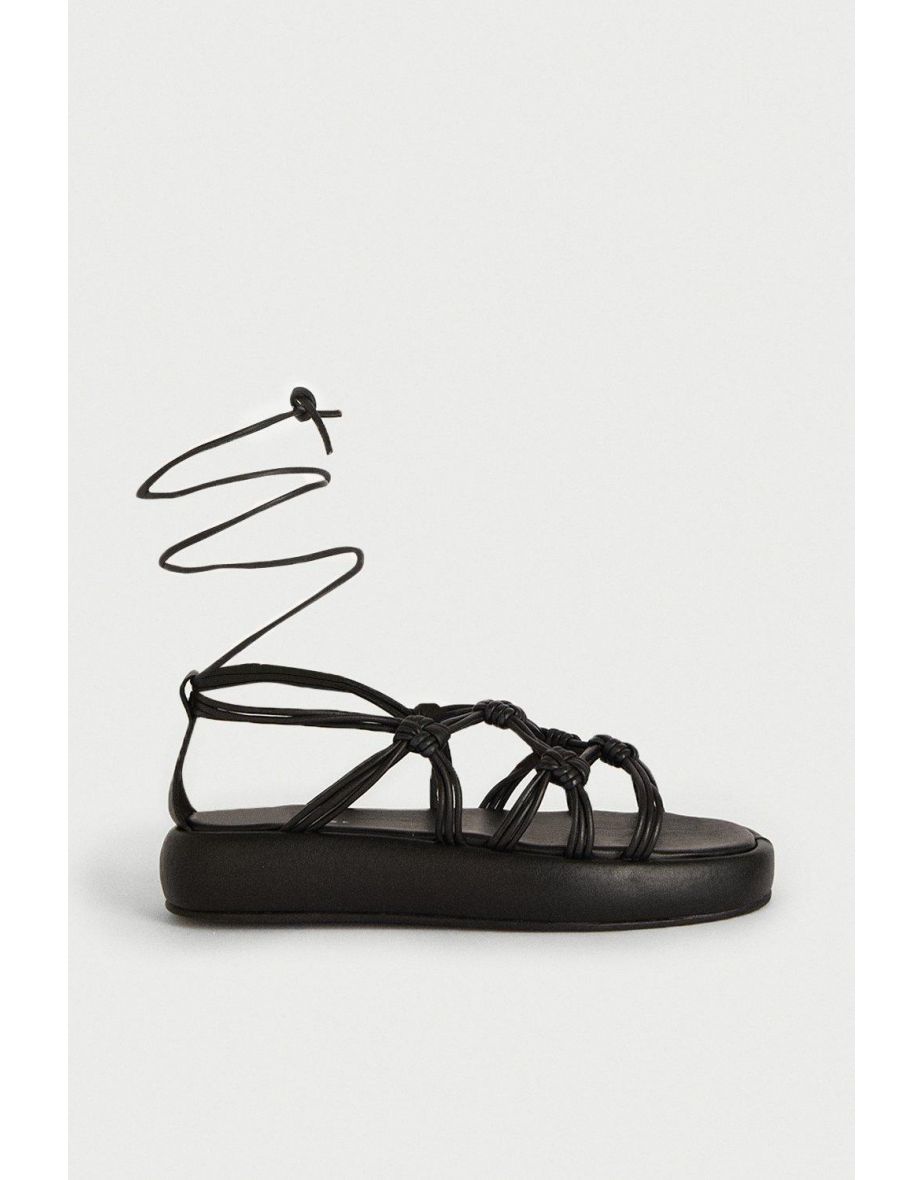 Real Leather Knotted Flatform Sandal
