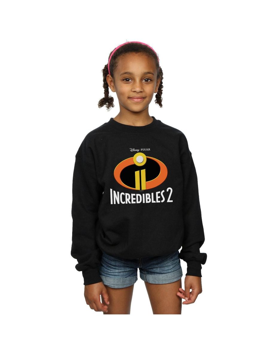 Disney Girls Incredibles 2 Emblem Logo Sweatshirt - Black