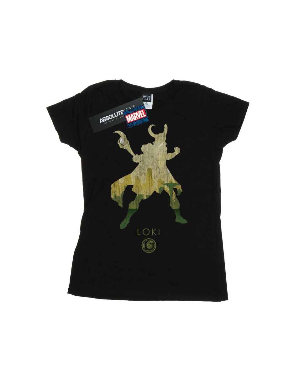 Marvel Womens/Ladies Loki Silhouette Cotton T-Shirt - Black - 1