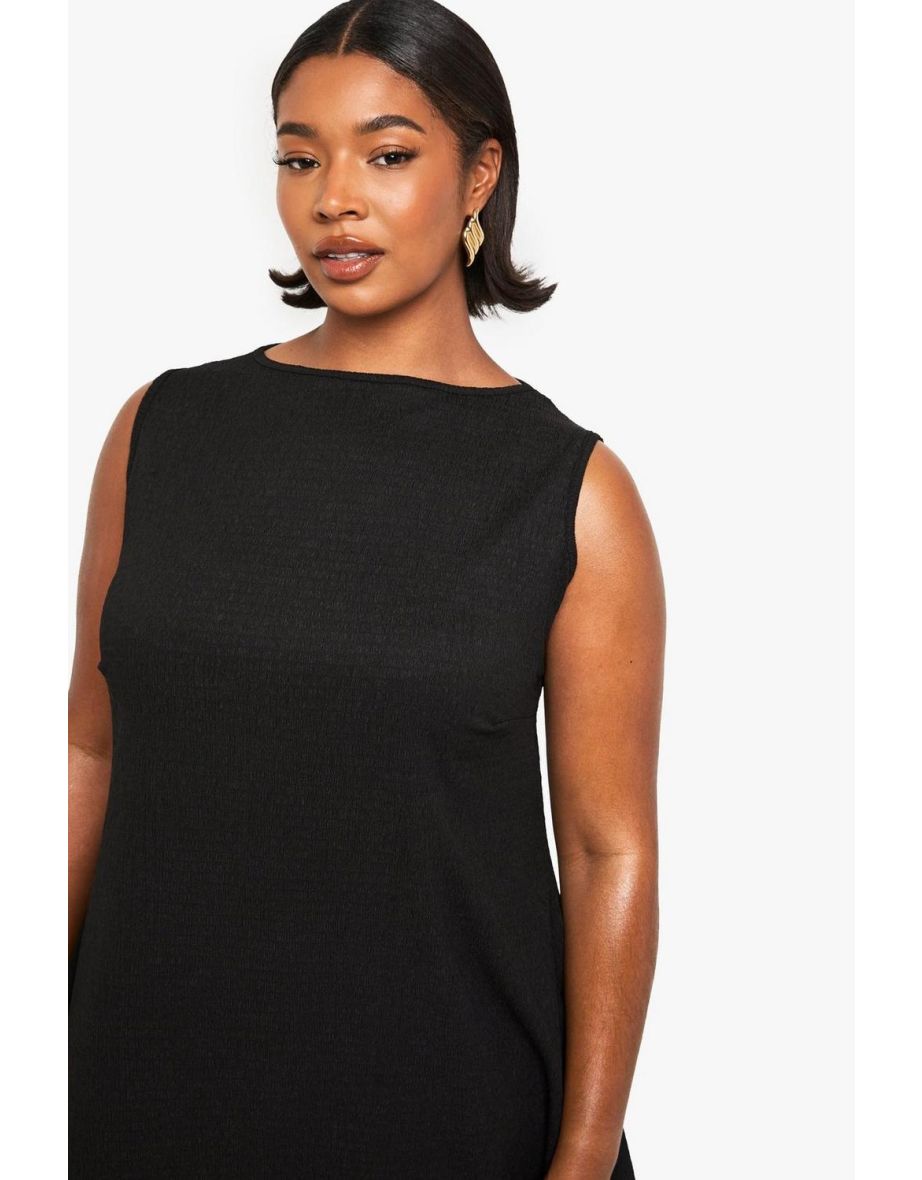 plus textured swing dress - black - 3