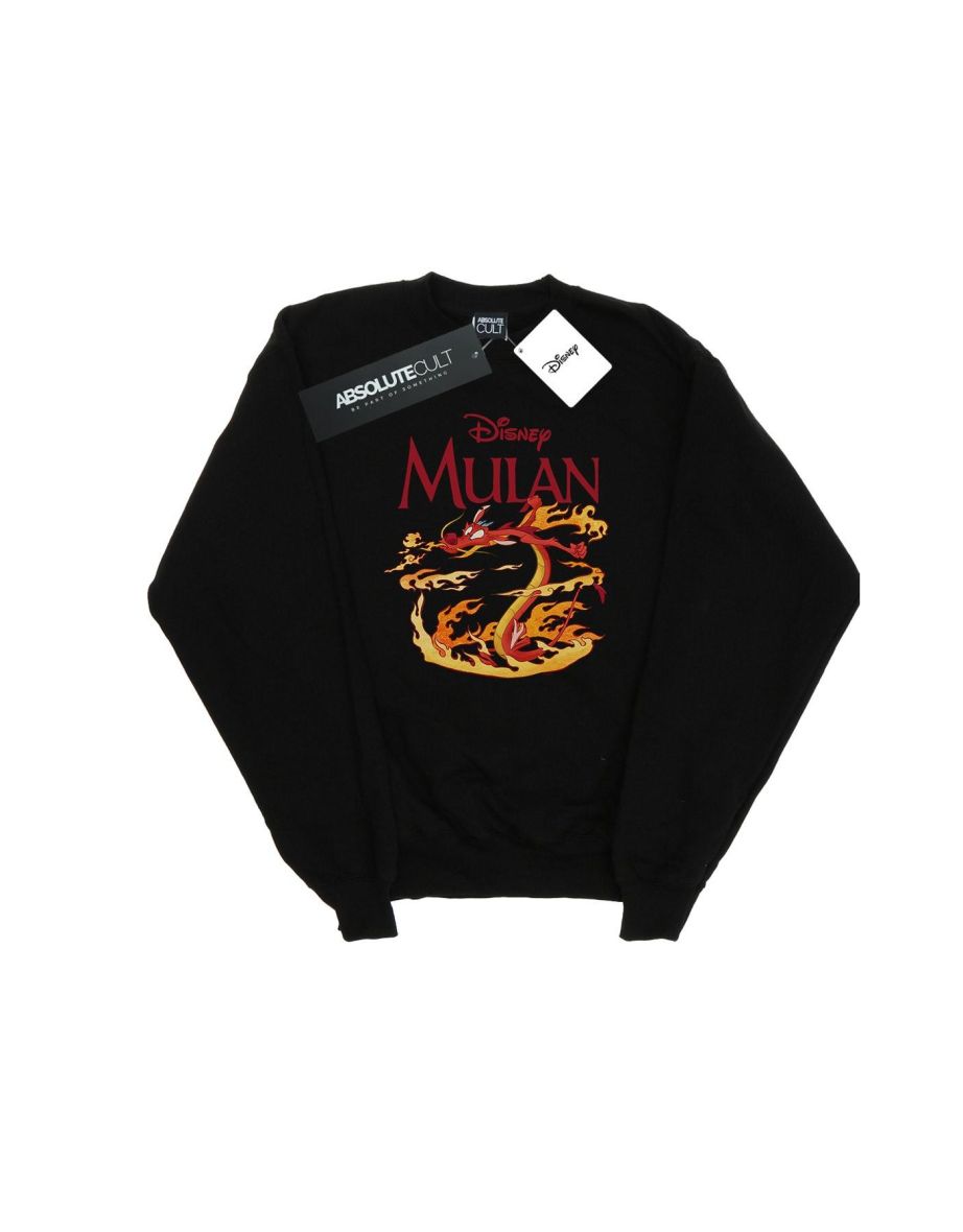Disney Boys Mulan Mushu Dragon Fire Sweatshirt - Black