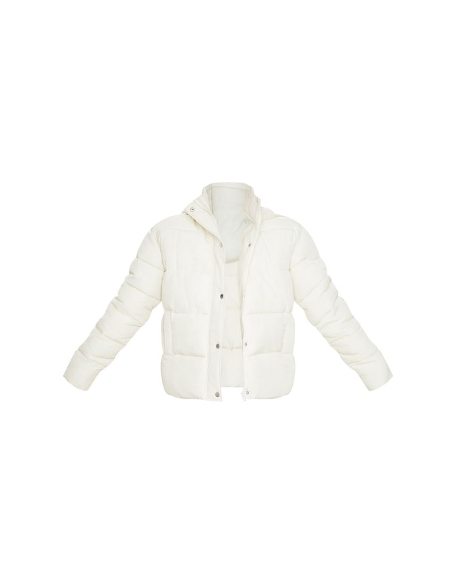 Cream Padded Panel Puffer Hooded Jacket - 4