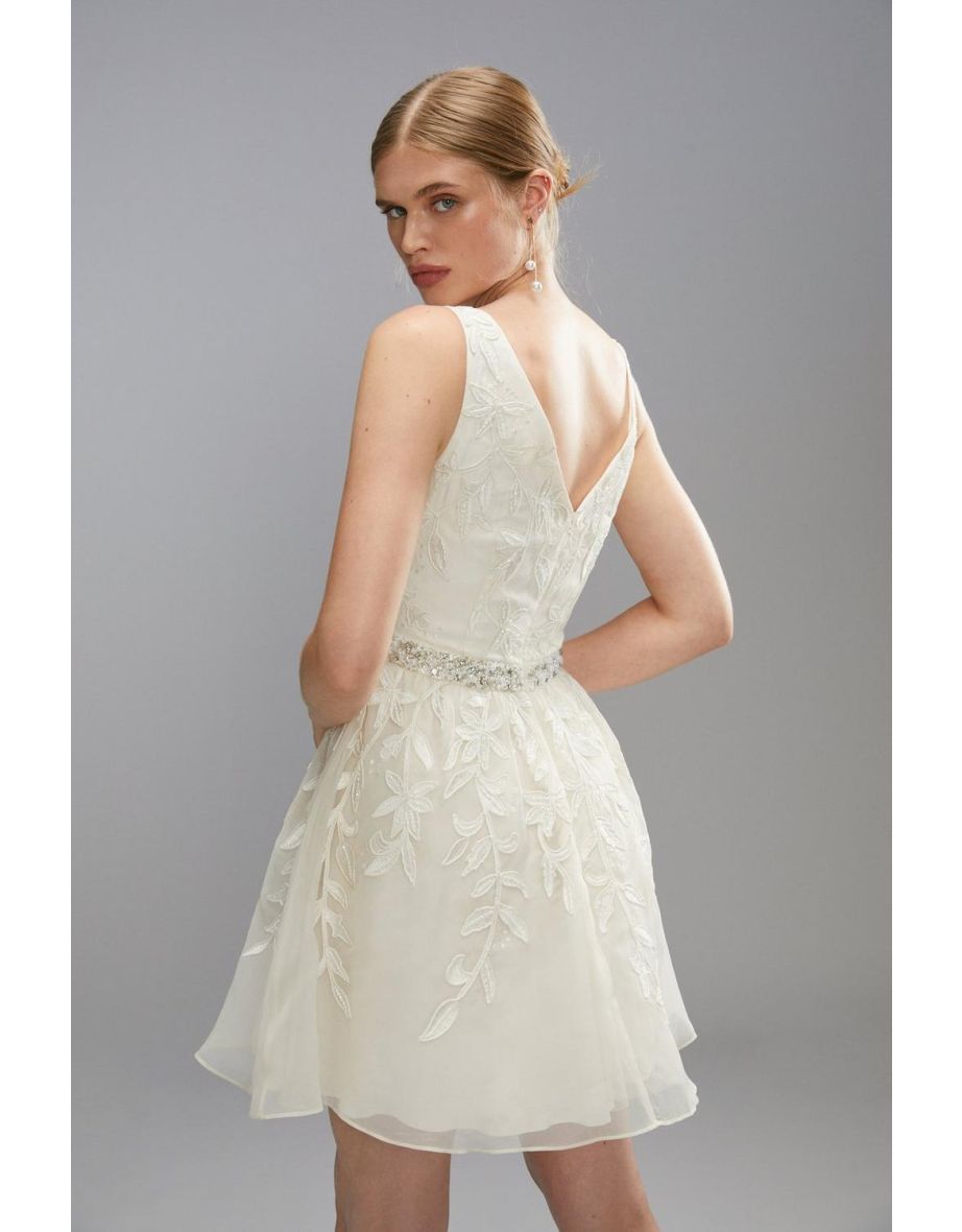 Premium Embellishment Mini Dress With Full Skirt - 3