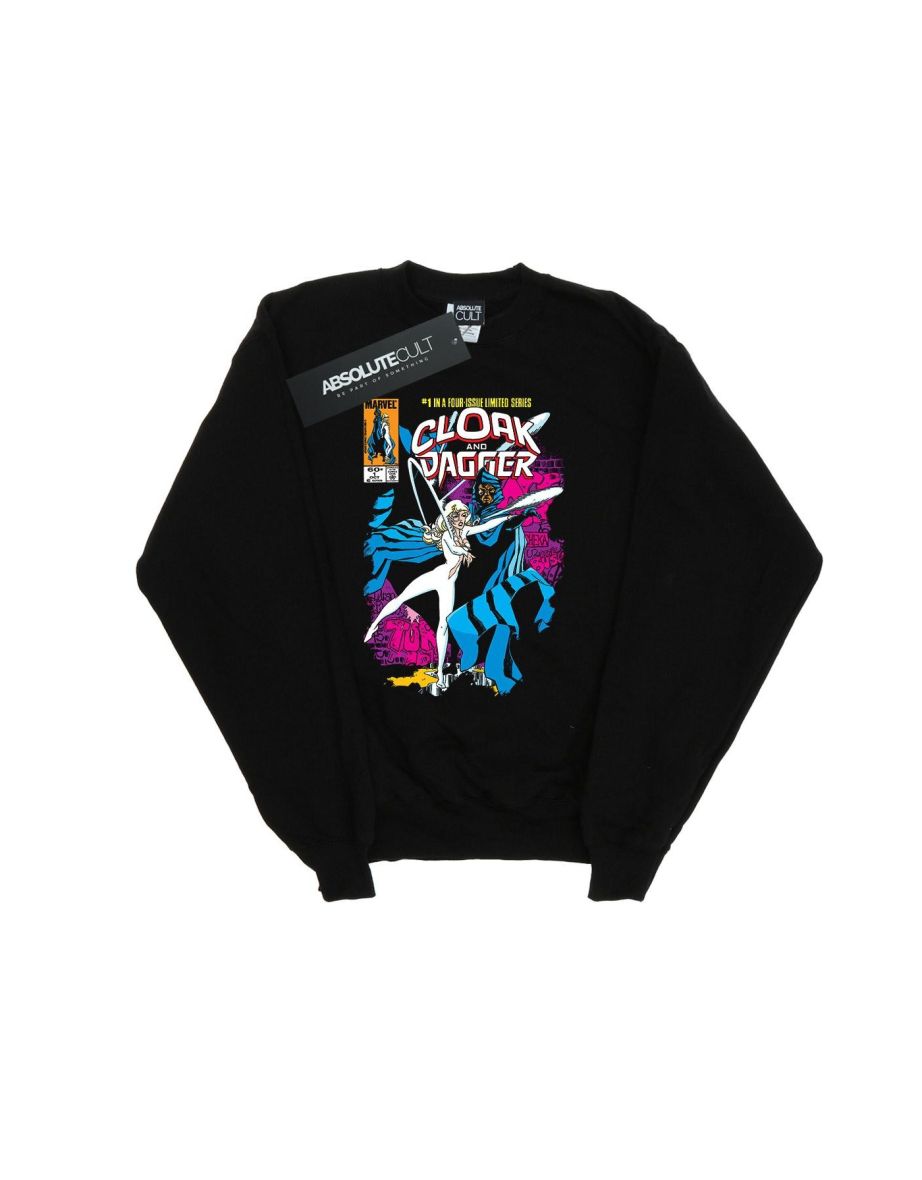Marvel Mens Cloak And Dagger Comic Cover Sweatshirt - Black