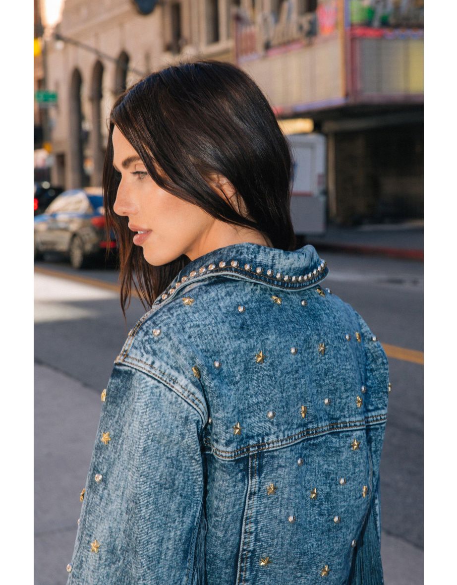 Premium Embellished Star Studded Denim Jacket - 1