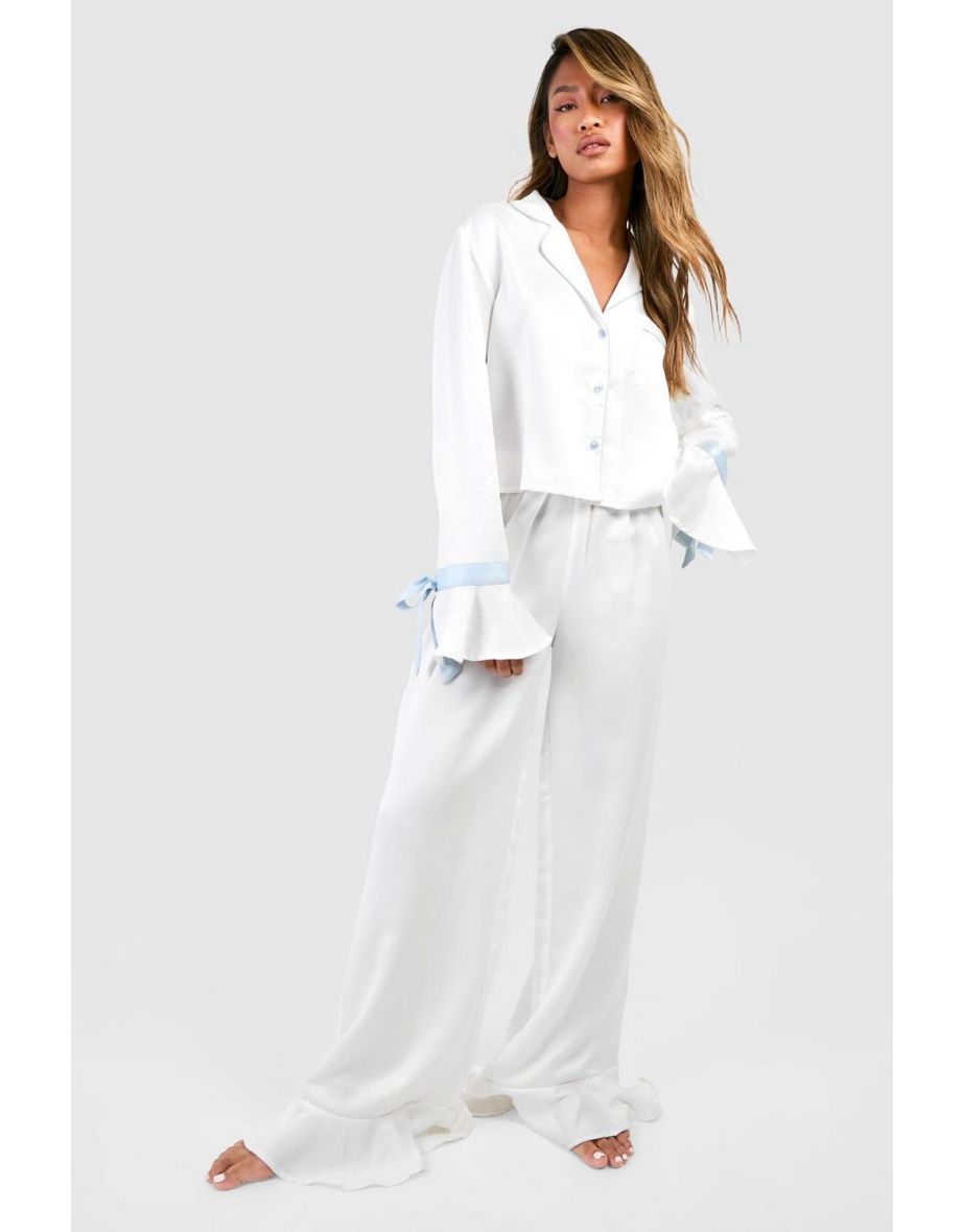 Bridal Something Blue Trouser Pyjama Set - white