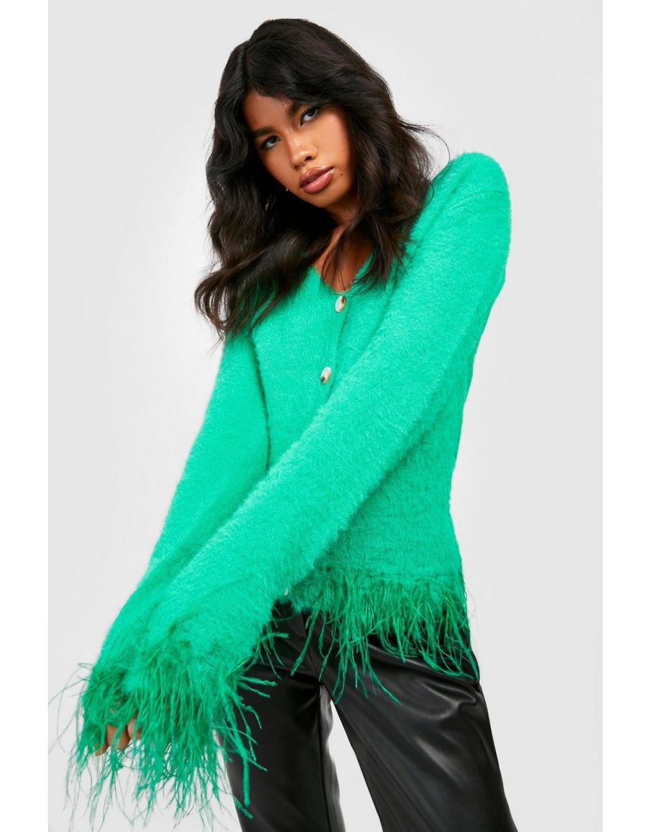 Green fluffy cardigan best sale