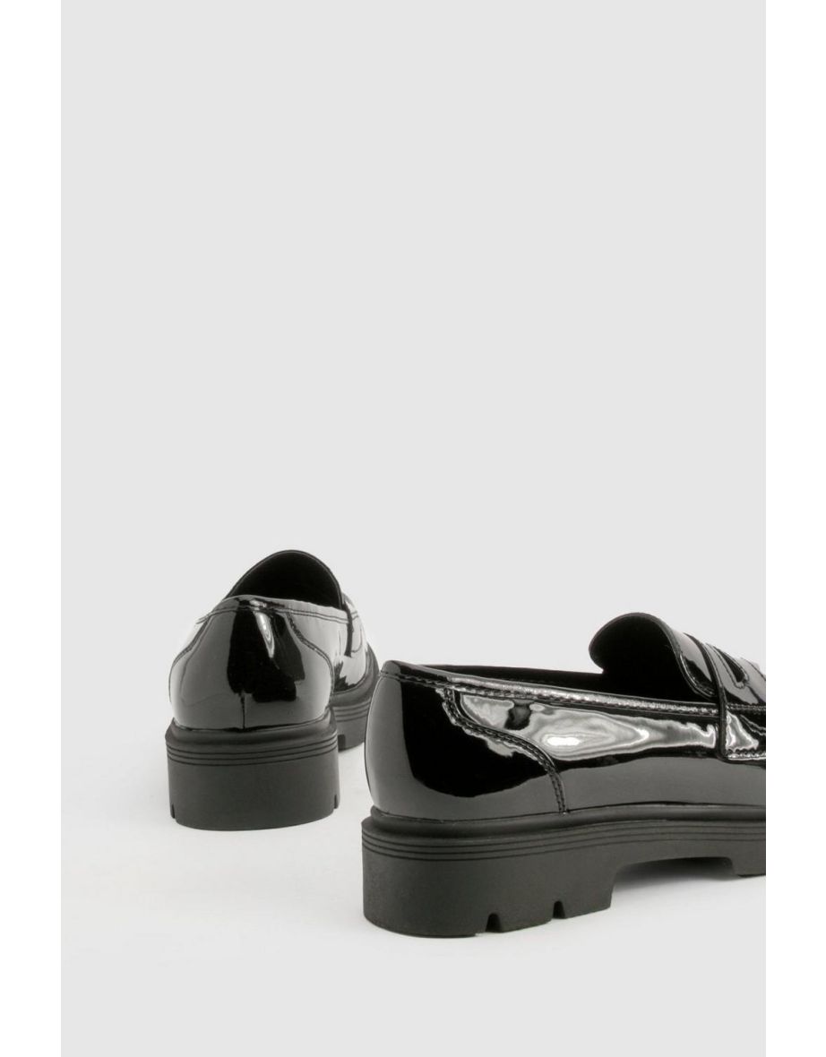 Patent Chunky Loafers - black - 3