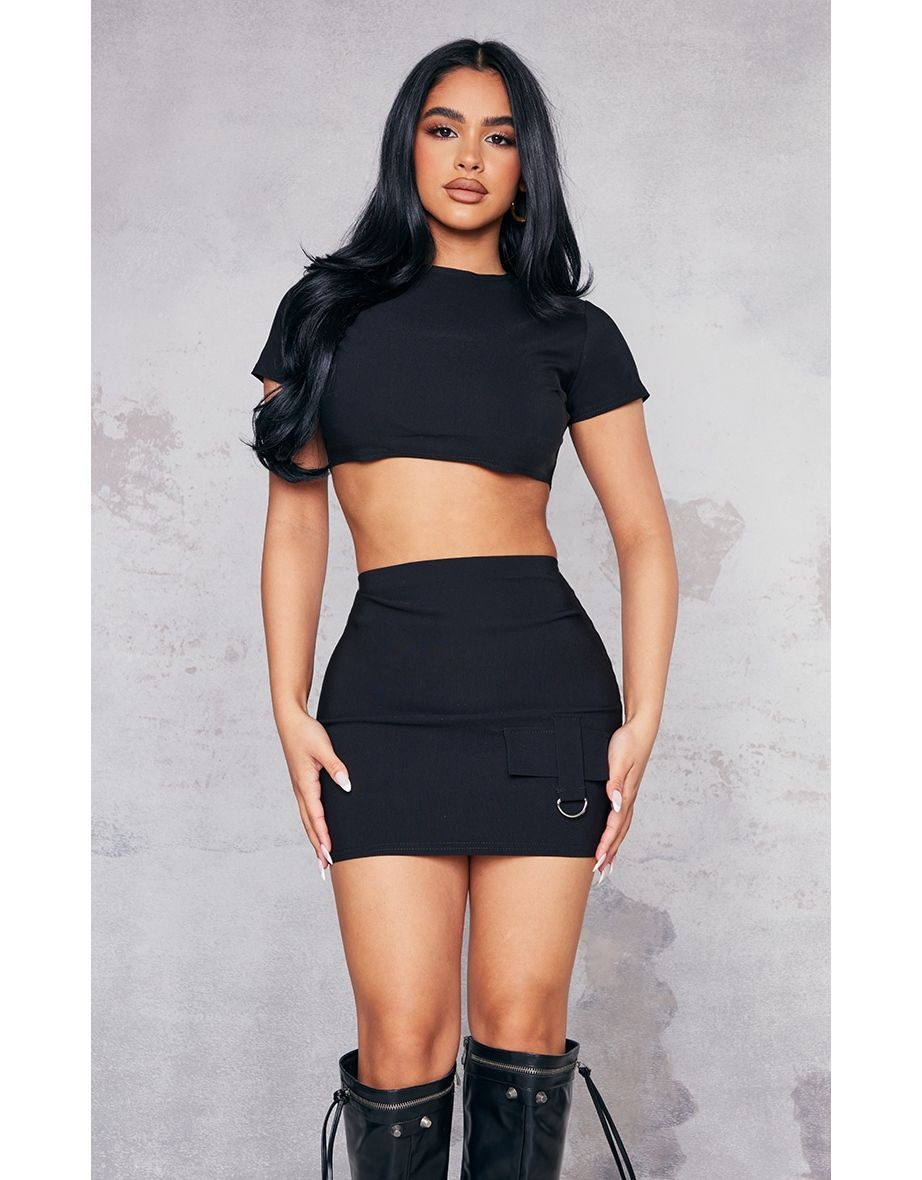 Petite Black Super Cropped Fitted T-shirt