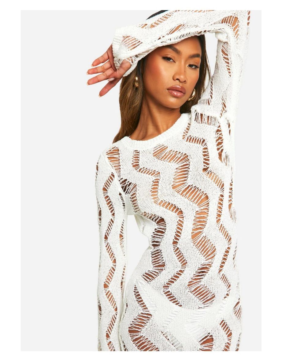 Ladder Scoop Back Maxi Dress - white - 3