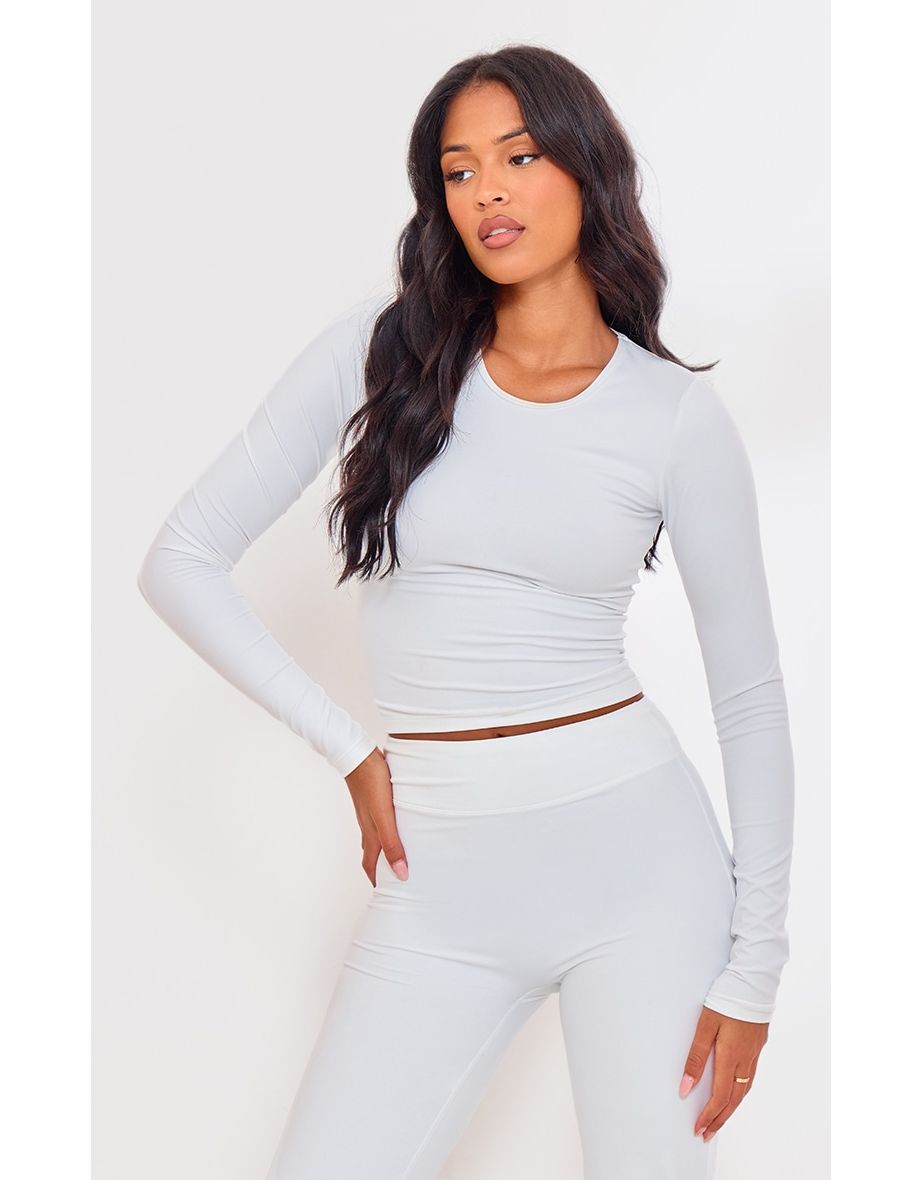 Tall White Contour Sculpt Long Sleeve Top