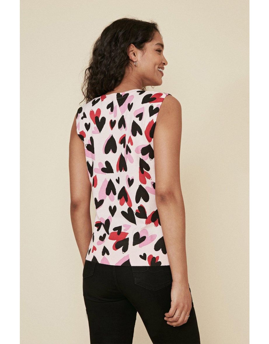 Heart Print V Tank - 2