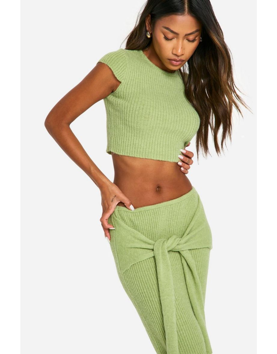 Rib Knit Top & Draped Maxi Skirt Co-ord - lime - 3