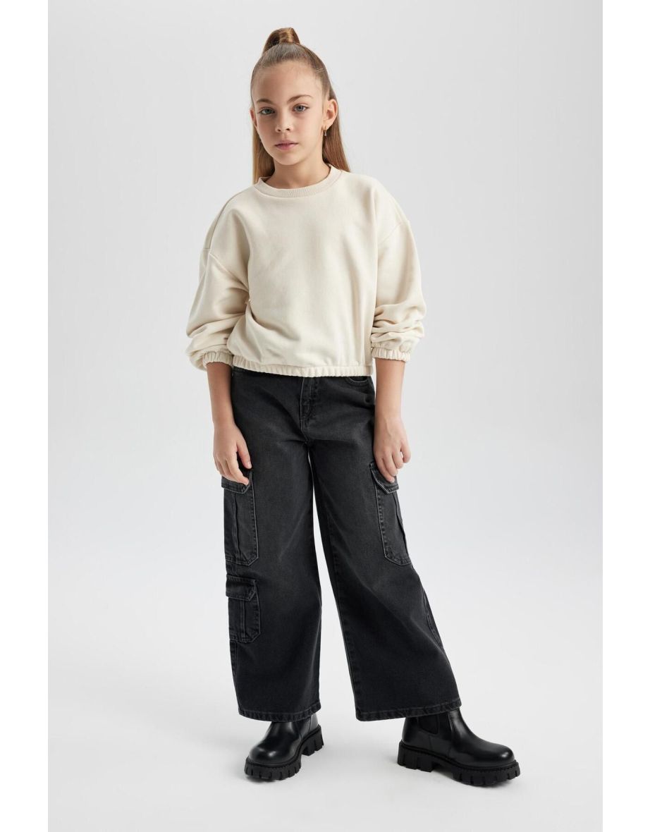 Girl's Regular Fit Crew Neck Sweatshirt