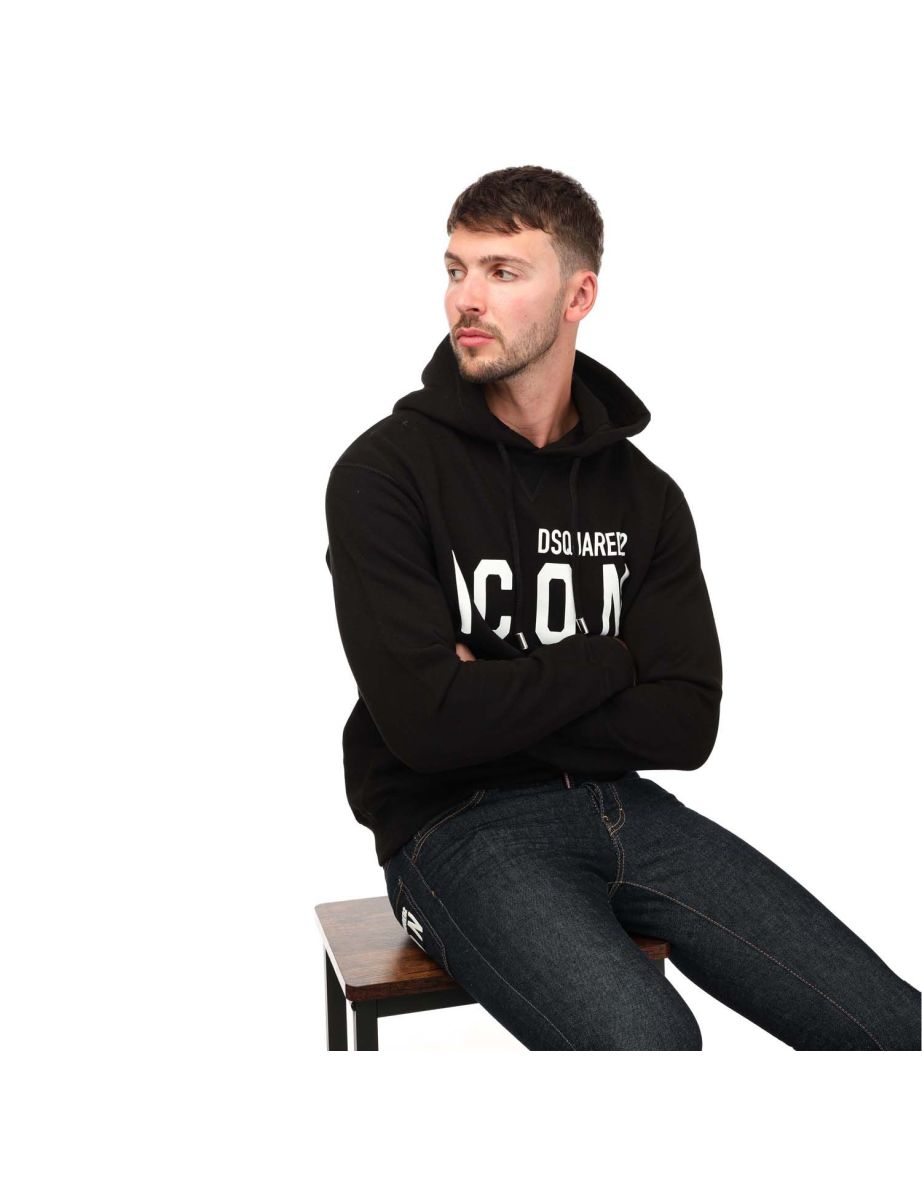 Men's DSquared2 Icon Print Hoodie in Black - 3