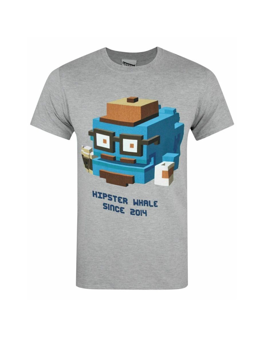 Crossy Road Official Mens Hipster Whale T-Shirt - Grey