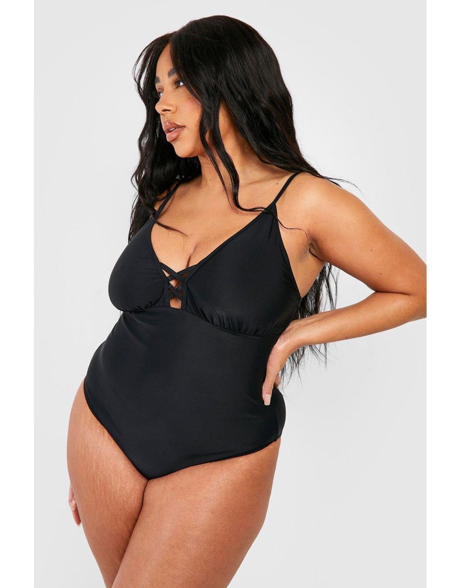 Plus size lace up swimsuit online