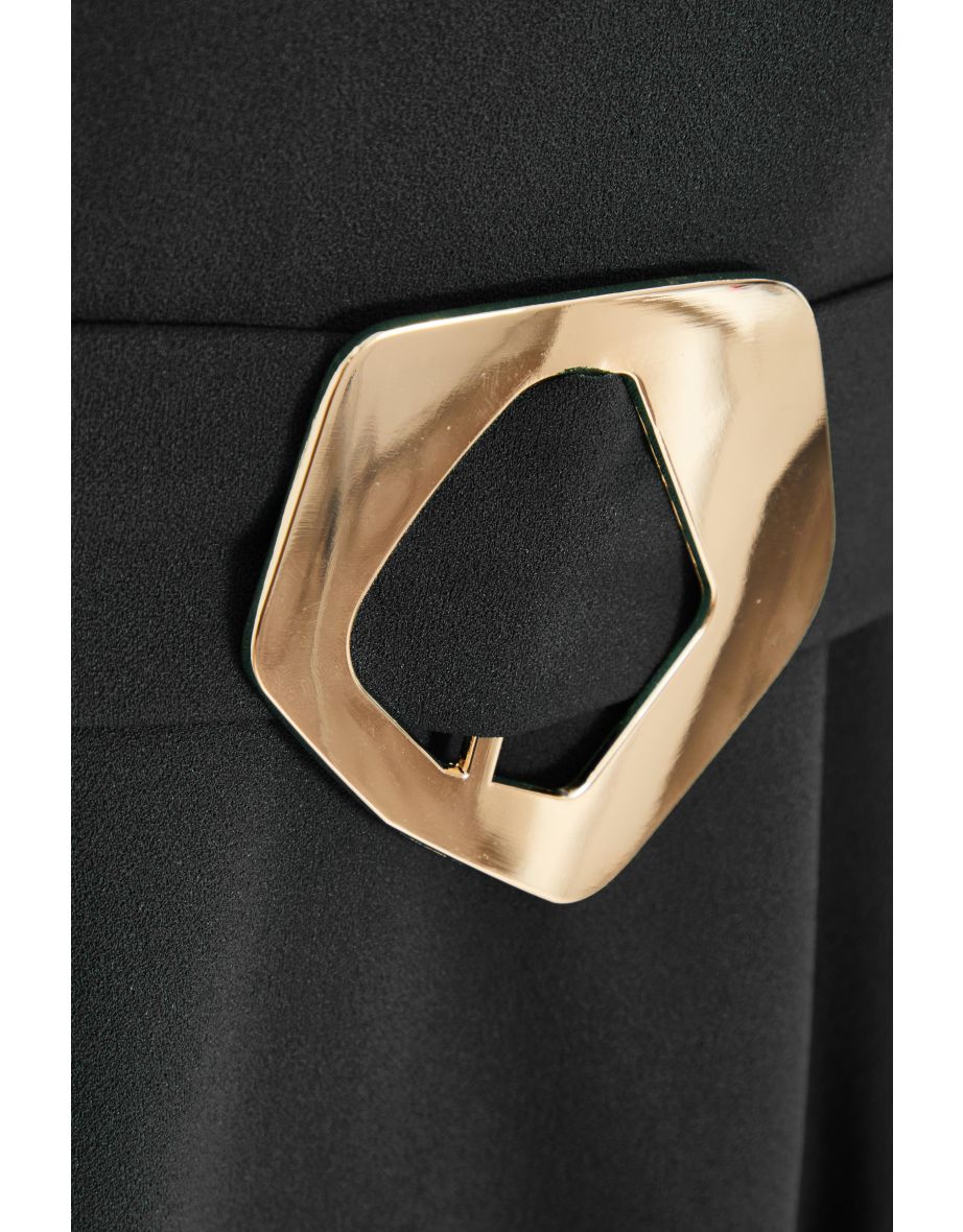 Black V Neck Dip Hem Dress - 5