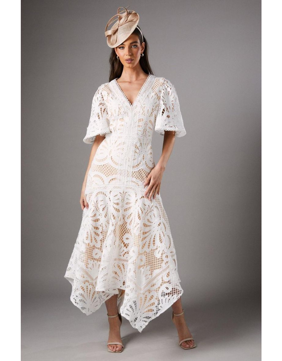 Placement Lace Hanky Hem Dress