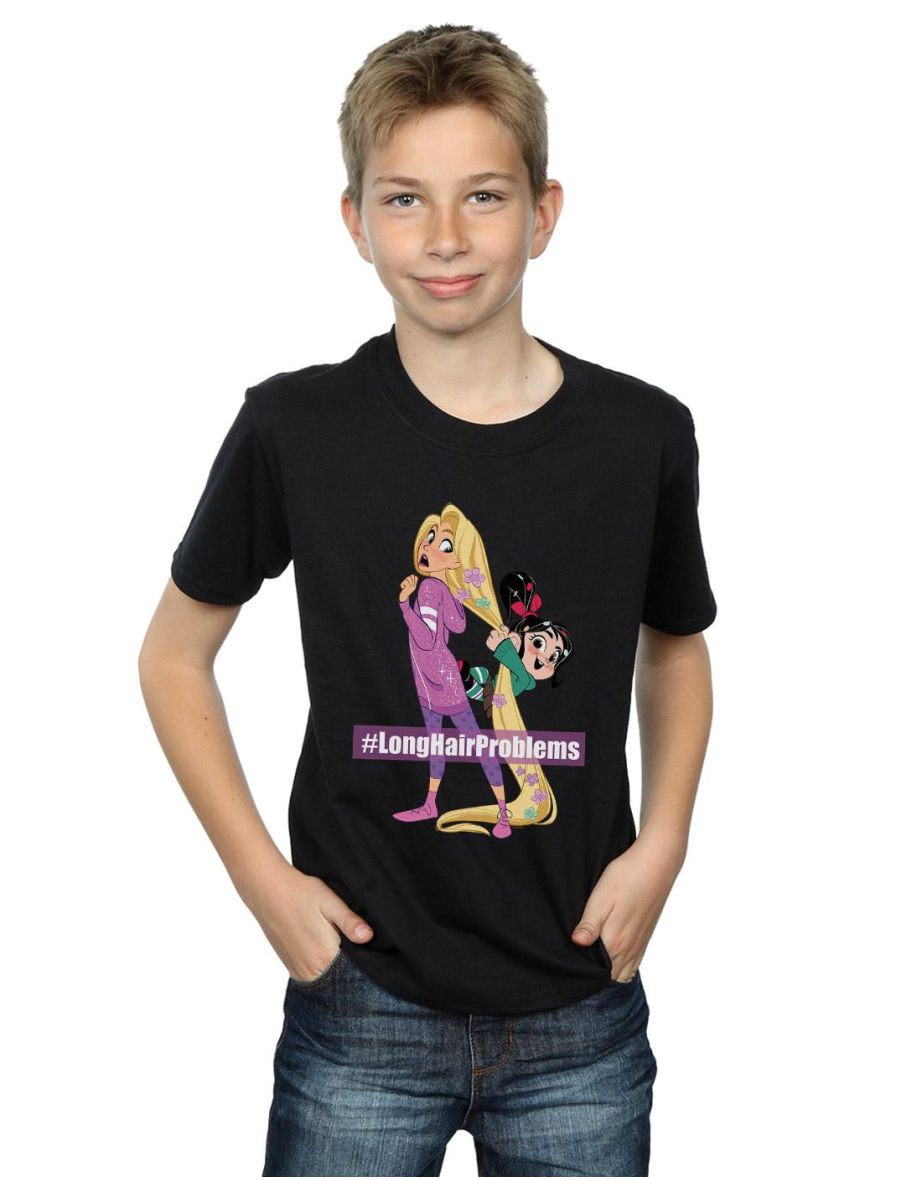 Disney Boys Wreck It Ralph Rapunzel And Vanellope T-Shirt - Black