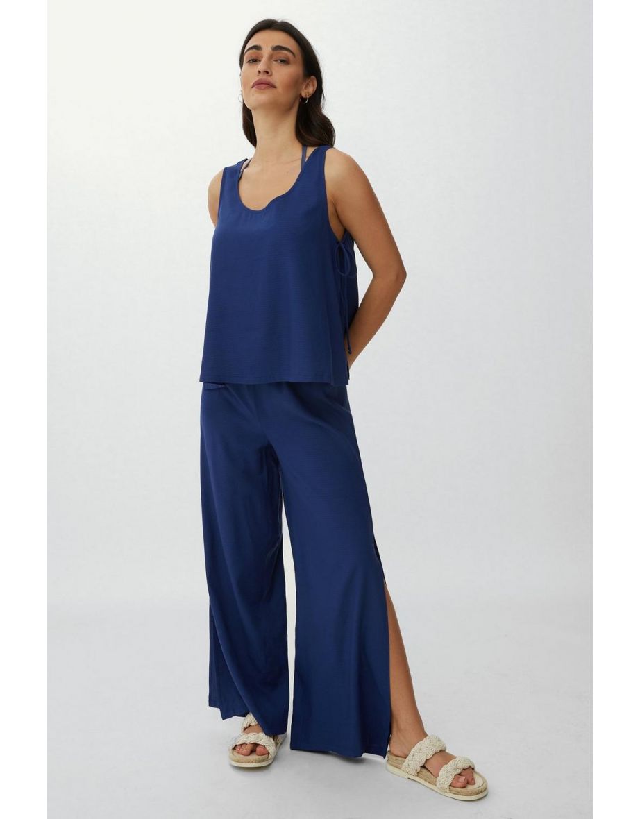 Viscose Dobby Swing Cami Top With Tie Sides - blue - 3